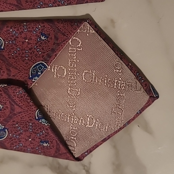 Christian Dior Men's silk tie deep mauve plum navy blue designer luxury Career - Picture 3 of 5